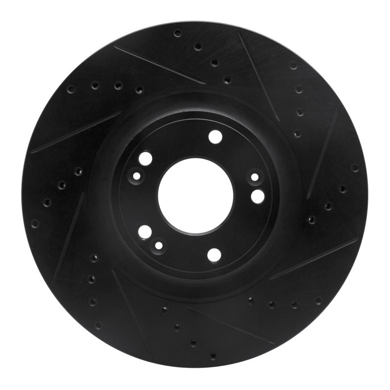 Hyundai Genesis Brake Rotor (1) - Front Right - R1 Concepts - Drilled & Slotted - Black - `09-`14